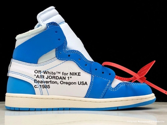 Official Maikesneakers UNC Off-White Jordan Blue Powder AQ0818-148 Air 1 0724
